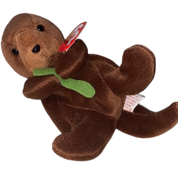 Ty Beanie Babies "Seaweed" Otter Stuffed Plush 5.5" Brown With ear Tag - Picture 1 of 11
